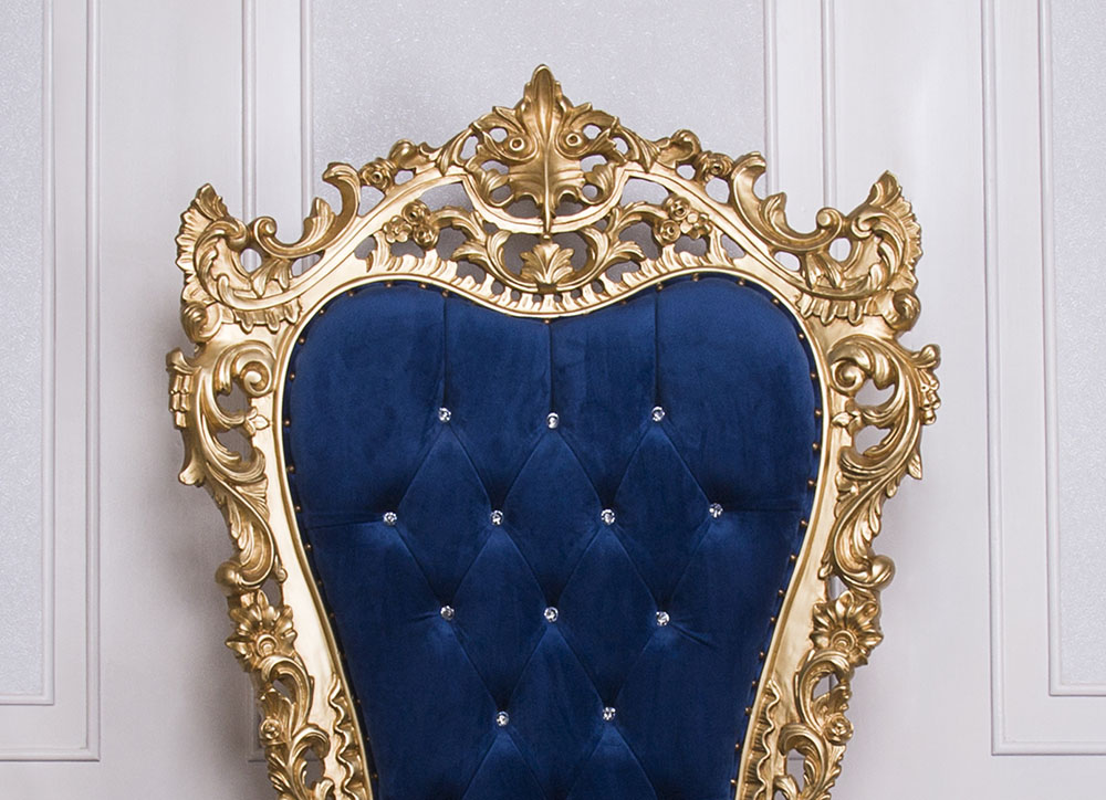 Royal blue and gold throne chair deals